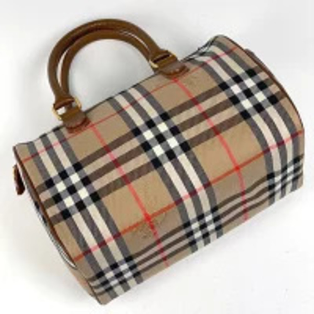 Burberry check brown Shoulder canvas Bag Boston 2way Brown